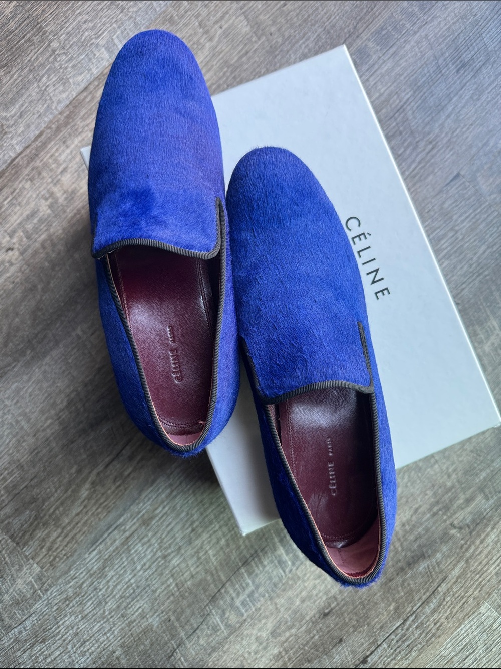Celine Royal Blue Suede Women's Loafers